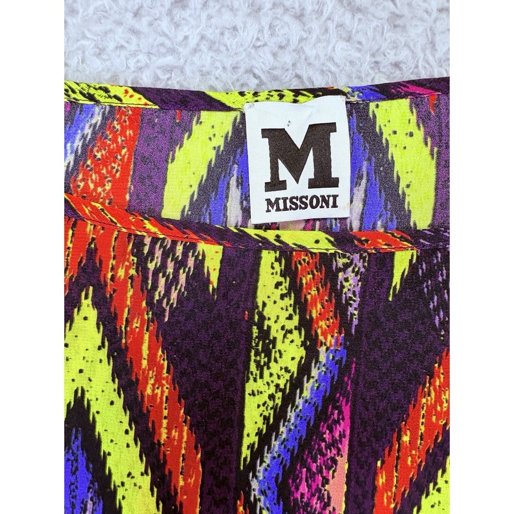 Missoni Womens Top Silk Abstract Multicolor Zig Zag Medium Luxury Boxy Oversized - Picture 6 of 13